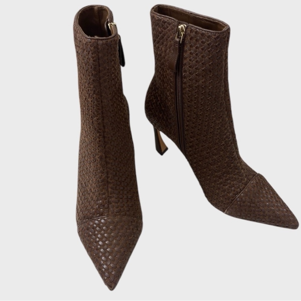Alexandre Birman NEW Brown Woven Leather Myra Ankle Boots Size 36 1/2 - Picture 8 of 8